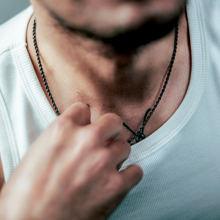 [full] - shadow sterling silver and dark ruthenium corda chain