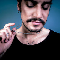 [full] - Man wearing stellar sterling silver beads necklace