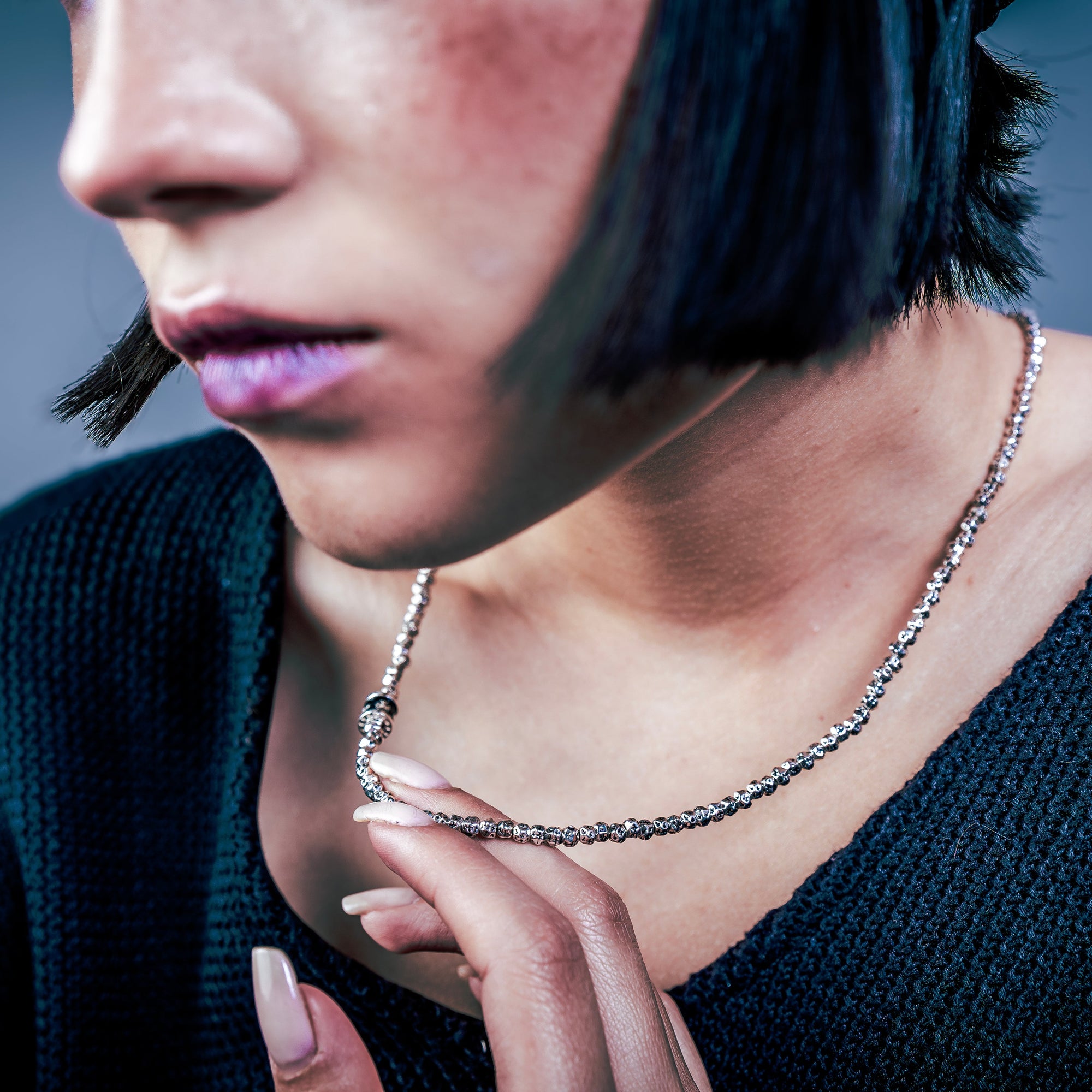 [full] - Woman wearing stellar sterling silver beads necklace