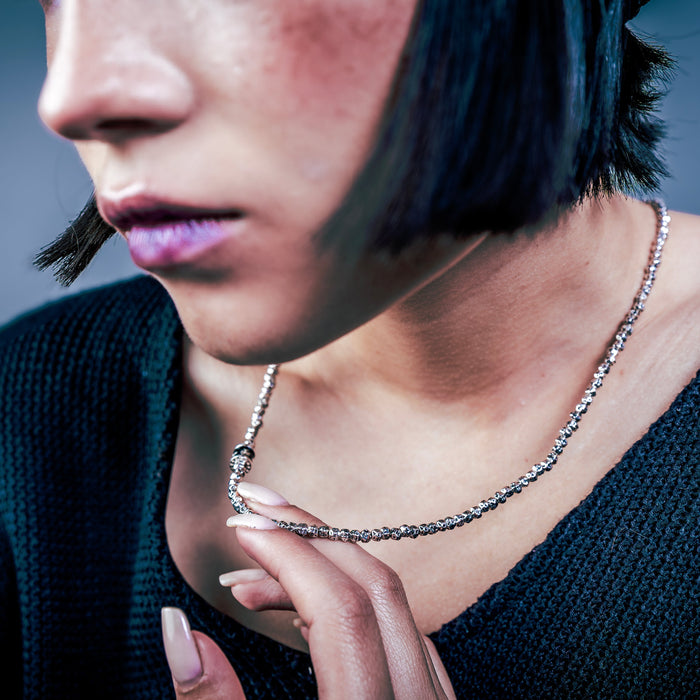 [full] - Woman wearing stellar sterling silver beads necklace