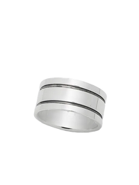 [full] Silver ring with two horizontal bands