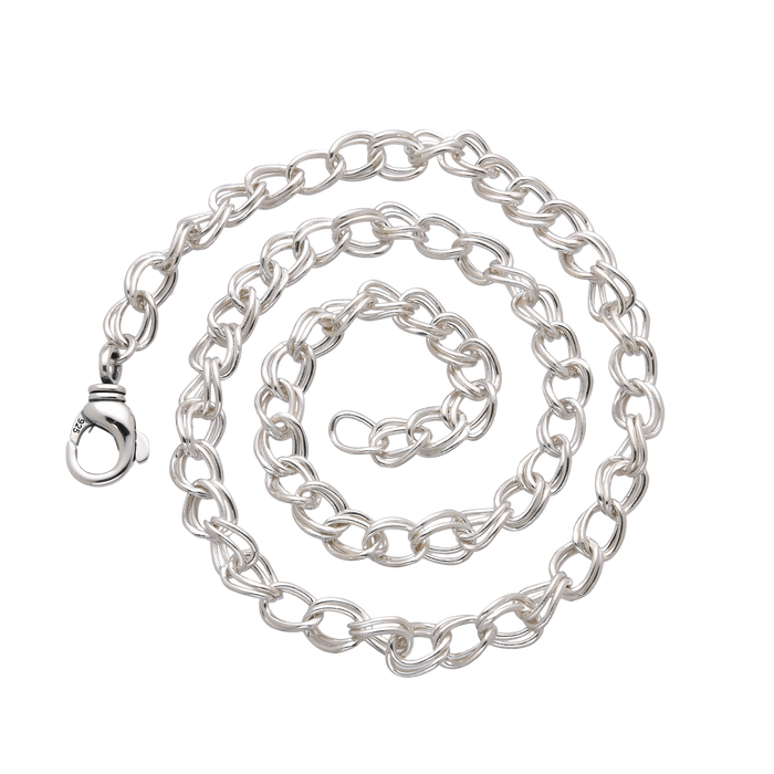 [full] - Sterling silver necklace with bold interlocking links and a contemporary twist