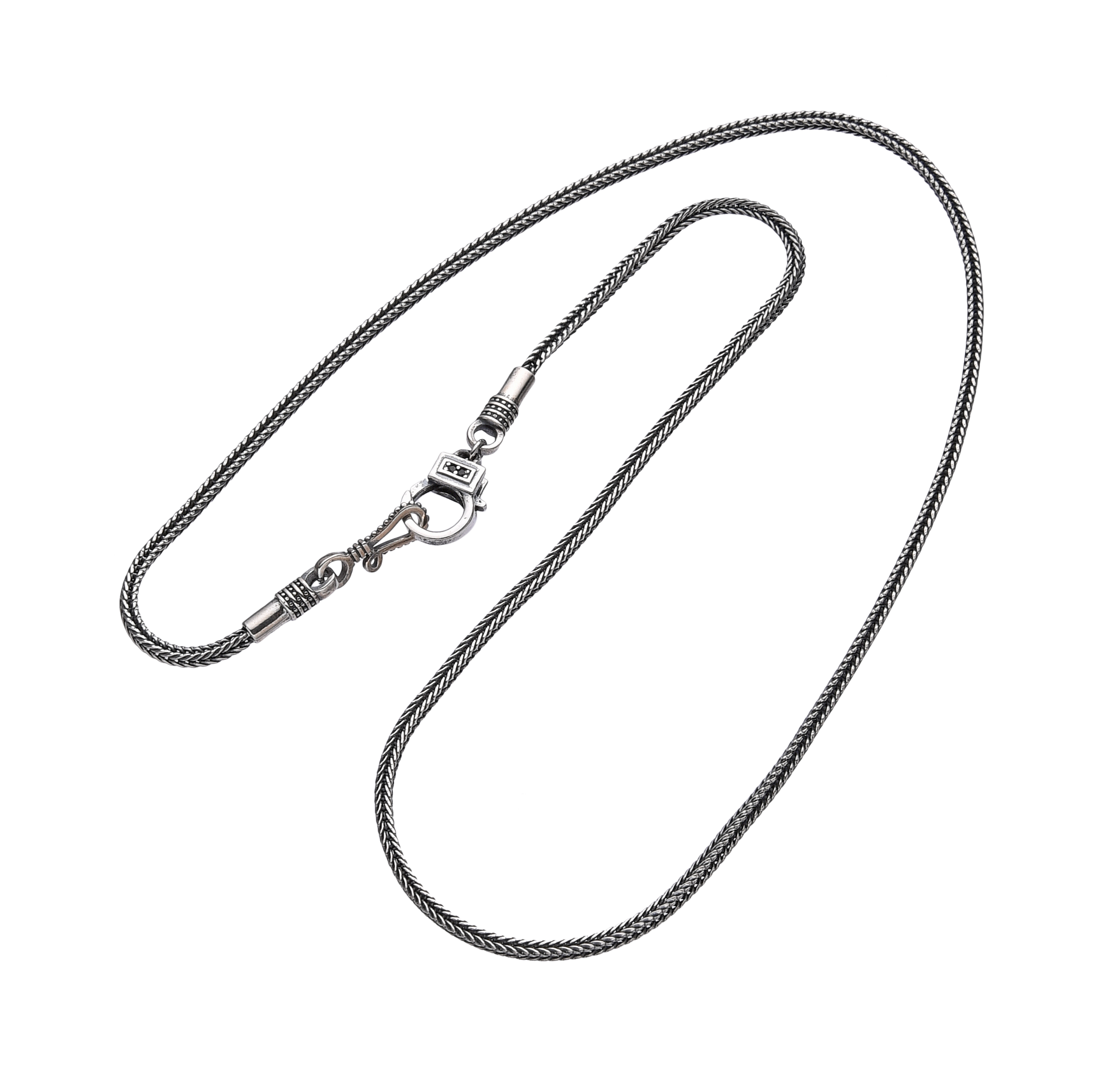 [full] - Woven sterling silver chain necklace with a bold industrial clasp