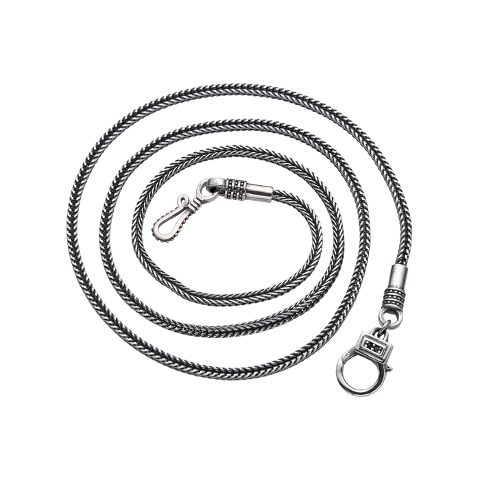 [full] - Woven sterling silver chain necklace with a bold industrial clasp