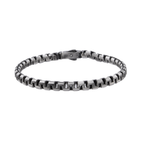 [full] - Industrial-style sterling silver bracelet with ruthenium plating and brushed gun-metal finish.