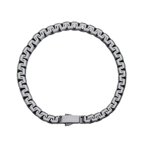 [full] - Industrial-style sterling silver bracelet with ruthenium plating and brushed gun-metal finish.