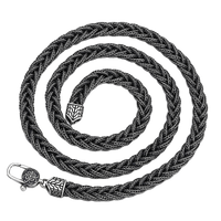 [full] - Woven sterling silver chain necklace with detailed end caps and secure clasp.