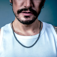 [full] - Man wearing Valor sterling silver necklace