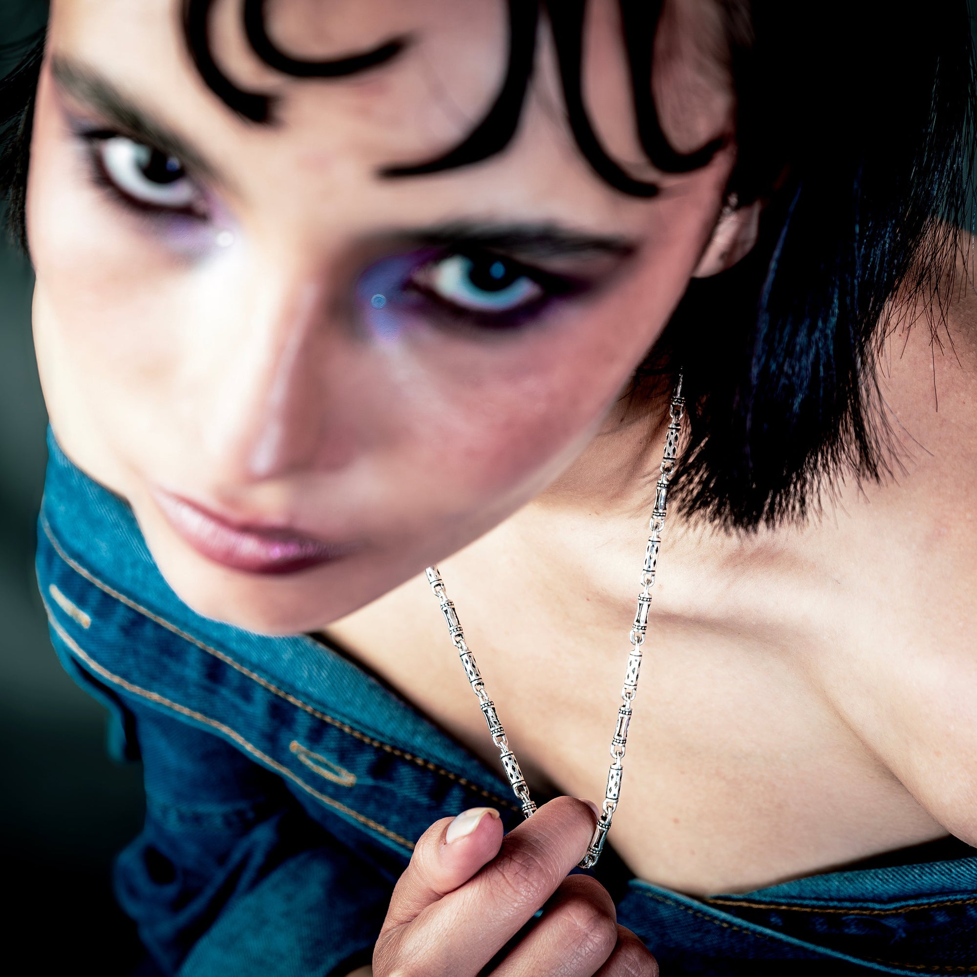 [full] - Woman wearing vanguard sterling silver necklace