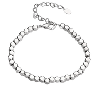 [full] - Faceted sterling silver beads bracelet with geometric design and polished finish.