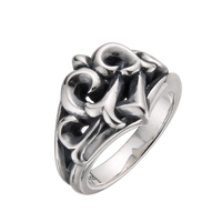 [full] Silver ring with intricate floral design