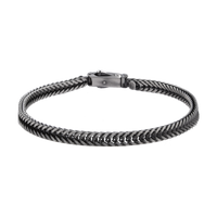 [full] - Fox-tail chain bracelet in sterling silver with diamond-cut links and gun-metal ruthenium plating.