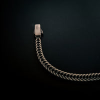 [full] - Fox-tail chain bracelet in sterling silver with diamond-cut links and gun-metal ruthenium plating.