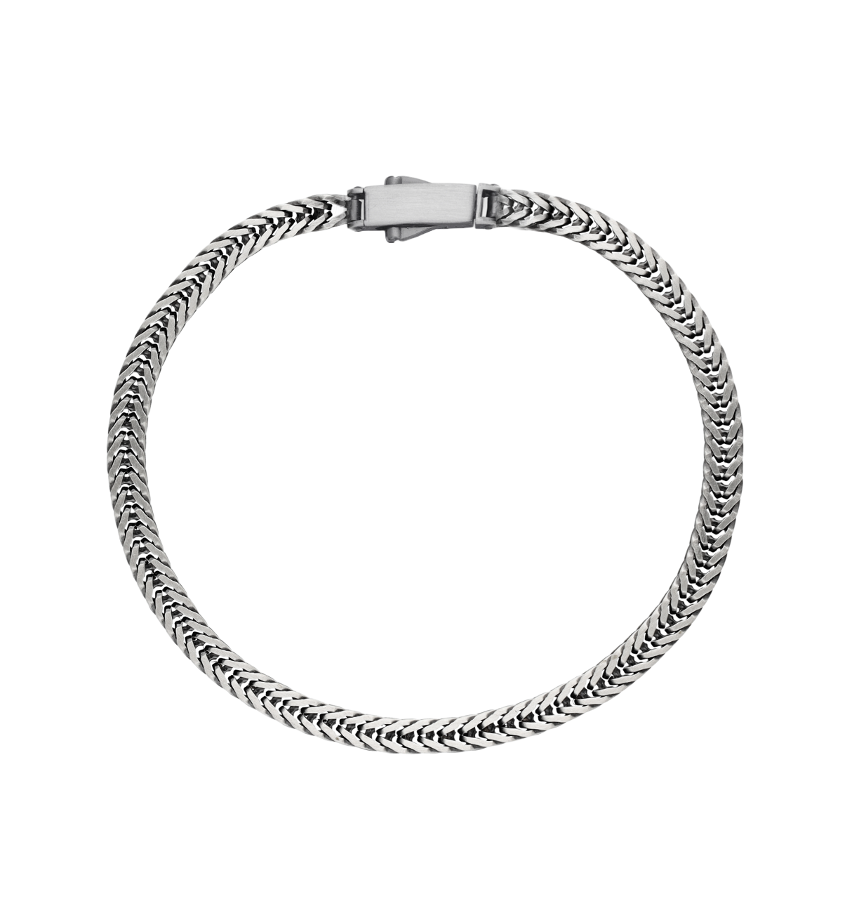 [full] - Fox-tail chain bracelet in sterling silver with diamond-cut links and gun-metal ruthenium plating.